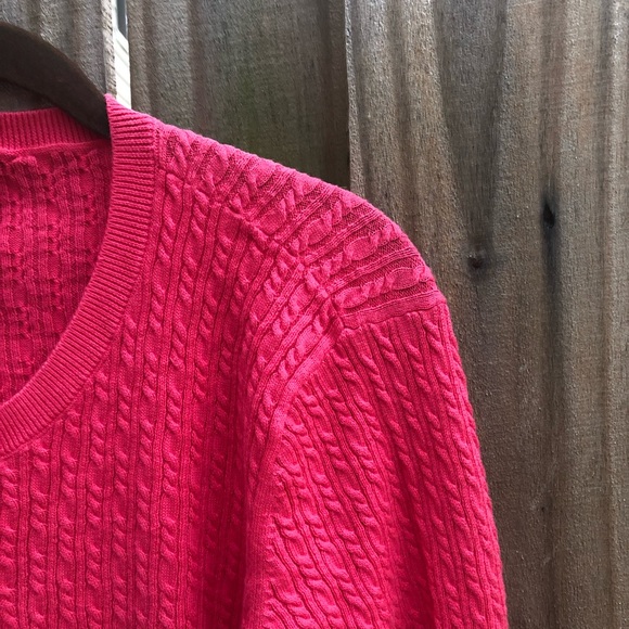 Talbots Cardigan 100% Pima Cotton Sweater Pink Cable Knit Button Front Womens XL - Picture 12 of 15